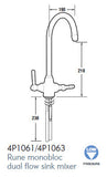 Francis Pegler Rune Monobloc Dual Flow Sink Mixer - Chrome